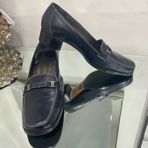 Roberto Capucci Flex Comfort Leather Loafers in Dark Charcoal/ Black size 7.5